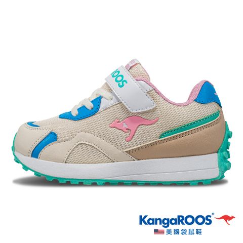 KangaROOS 美國袋鼠鞋 童鞋 RUNNER 經典復古 運動跑鞋 (米/粉/藍-KK31831)