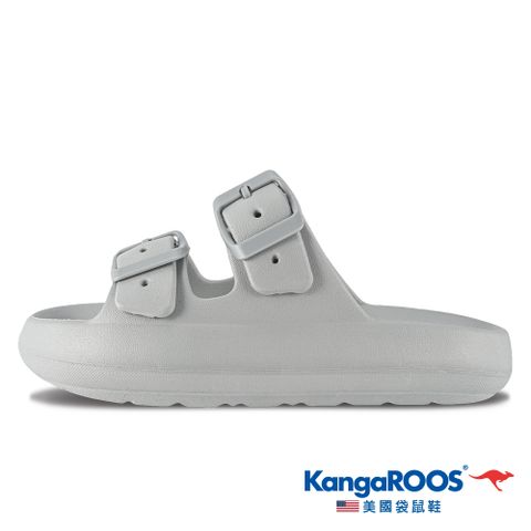 【KangaROOS 美國袋鼠鞋】童鞋 PUFFS 泡芙柔底拖鞋 拖鞋 涼鞋(灰-KK32388)