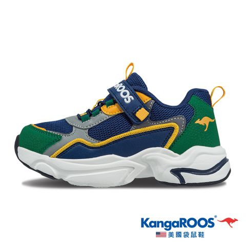 【KangaROOS 美國袋鼠鞋】童鞋 FUSION 2 復古老爹鞋 運動鞋 休閒鞋 (藍/綠/灰-KK32320)