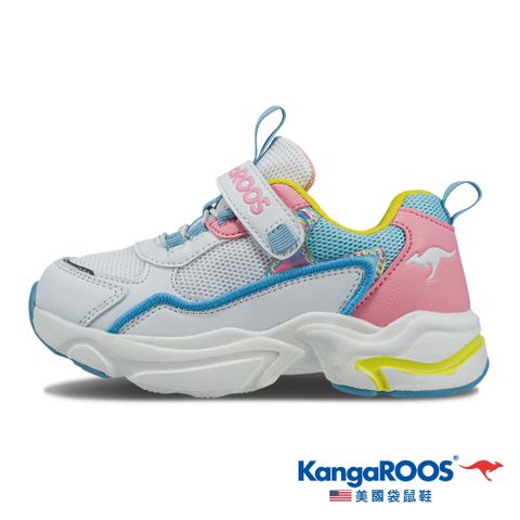 【KangaROOS 美國袋鼠鞋】童鞋 FUSION 2 復古老爹鞋 運動鞋 休閒鞋 (白/粉/黃-KK32323)