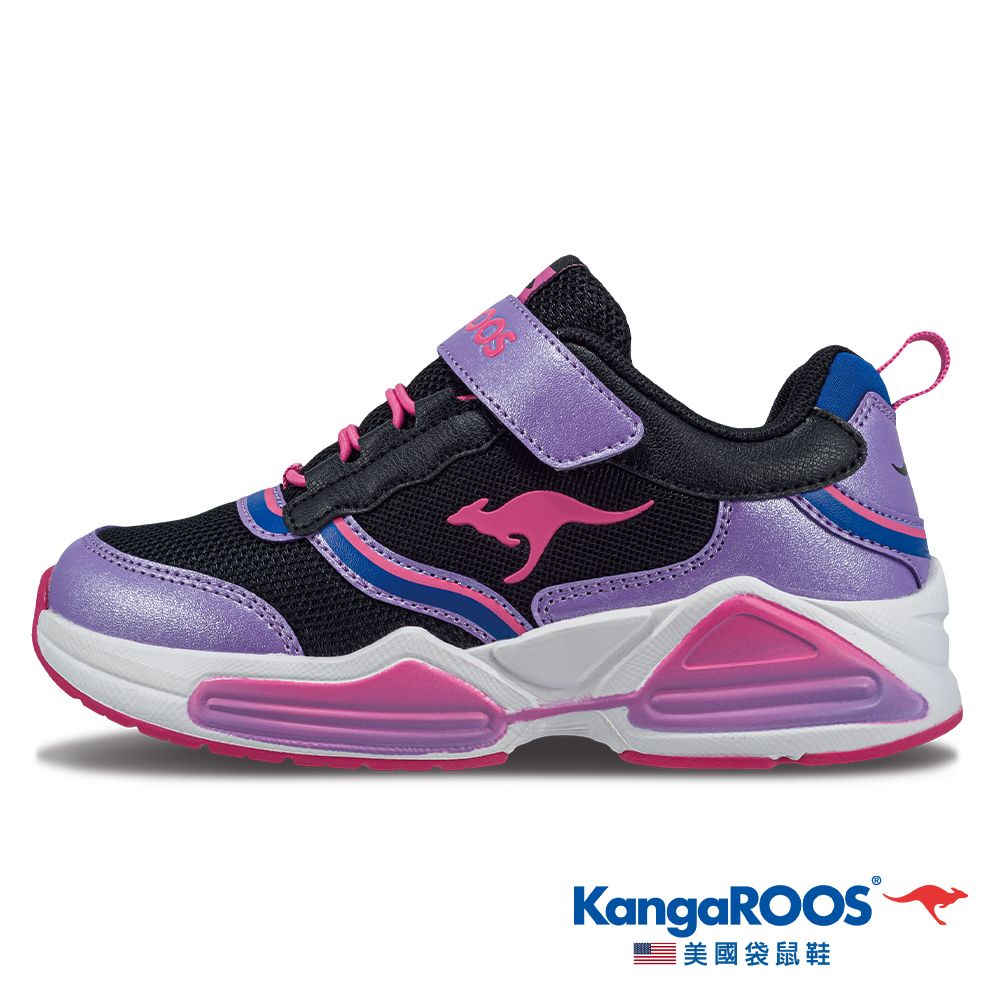 KangaROOS 美國袋鼠鞋 童鞋 K-BOUNCE 漸層系機能童鞋 避震緩衝(黑/紫-KK32367)