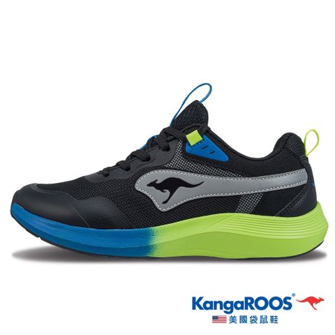 【KangaROOS 美國袋鼠鞋】童鞋 RUN FLOW 超輕量童鞋 透氣緩震休閒運動 (藍/黑/螢光-KK32315)