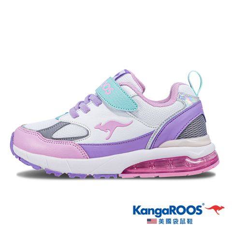 【KangaROOS 美國袋鼠鞋】童鞋 K-RIDER 2 防潑水氣墊童鞋 緩衝透氣 穩定支撐(白/紫-KK41303)