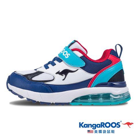 【KangaROOS 美國袋鼠鞋】童 K-RIDER 2 防潑水氣墊童鞋 緩衝透氣支撐 (白/藏青/綠-KK41305)