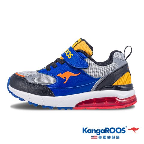 【KangaROOS 美國袋鼠鞋】童鞋 K-RIDER 2 防潑水氣墊童鞋 緩衝透氣 穩定支撐(灰/藍/黃-KK41308)