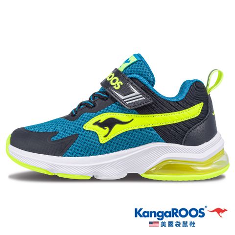 【KangaROOS 美國袋鼠鞋】童 RUN FAST 2 氣墊童鞋 輕質透氣 避震支撐 (黑/綠-KK41310)