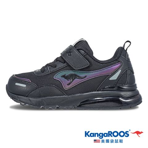 【KangaROOS 美國袋鼠協】童鞋 K-RIDER 2 防潑水氣墊童鞋 緩衝透氣 穩定支撐 (黑-KK41780)