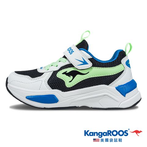 KangaROOS 美國袋鼠鞋 童鞋 NEON 2 夜光運動童鞋 緩震透氣 網布包覆 (白/黑/綠-KK41850)