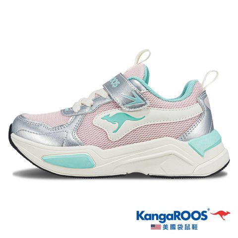 【KangaROOS 美國袋鼠鞋】童鞋 NEON 2 夜光運動童鞋 緩震透氣 網布包覆 (粉/綠/銀-KK41853)