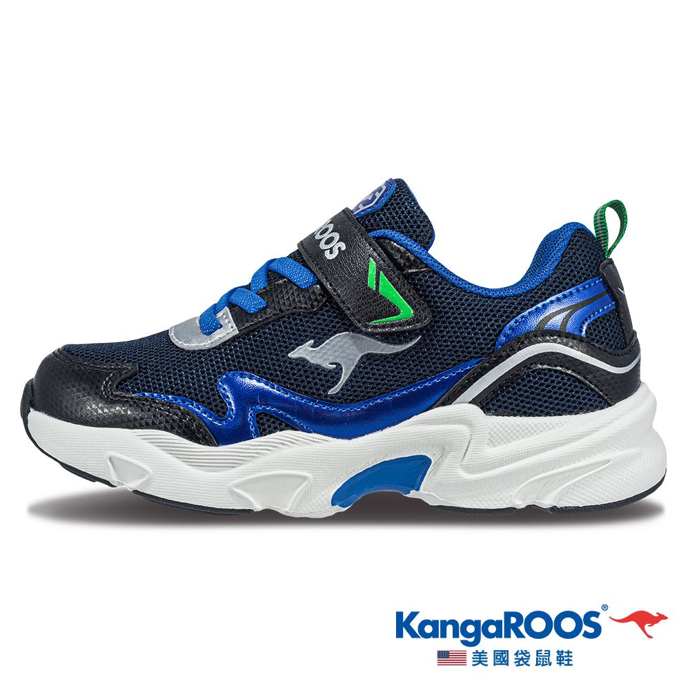 KangaROOS 美國袋鼠鞋 童鞋 WAVY 千禧復古老爹童鞋 Y2K運動鞋 老爹鞋 (黑-KK41810)