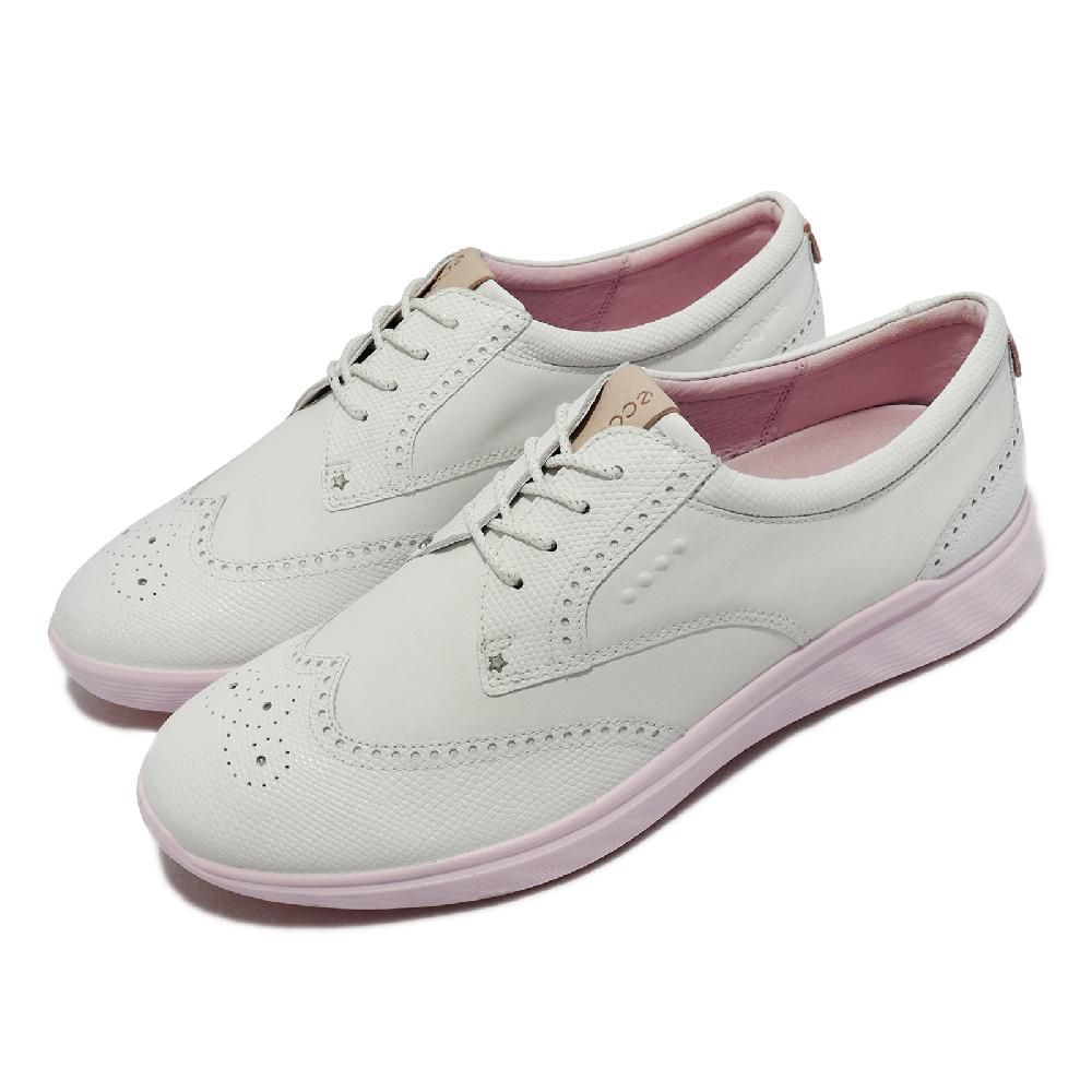 Ecco 高爾夫球鞋W Golf S-Classic 女鞋白粉紅防水鞋面緩震回彈運動鞋