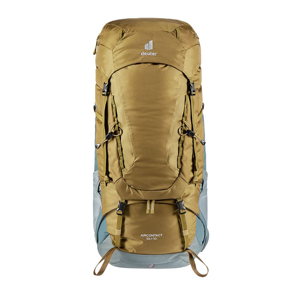 德國deuter】AIRCONTACT拔熱透氣背包55+10L (3320321 土/湖藍/登山