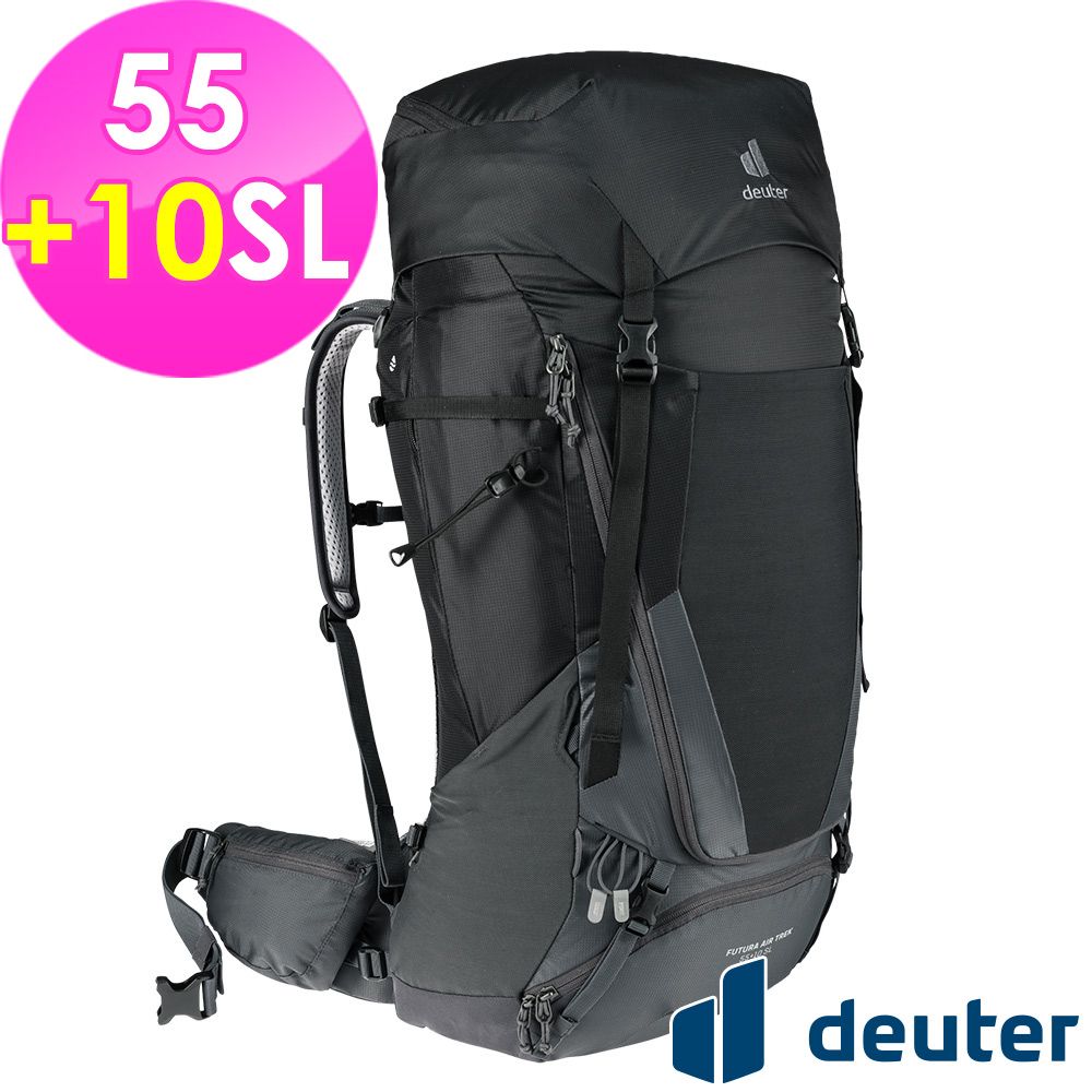 Deuter 【德國】FUTURA AIR TREK網架直立式透氣背包55+10SL (3402221 黑/登山背包/健行/女性窄肩款)