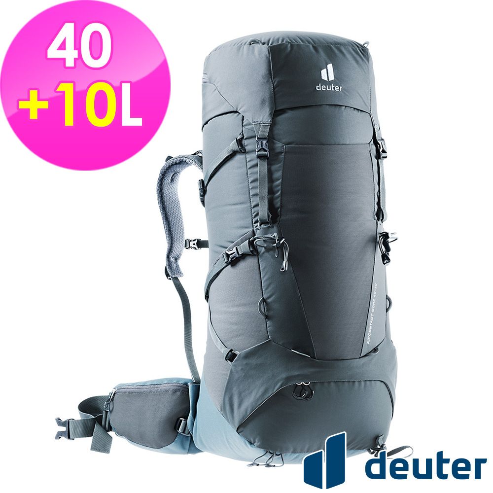 Deuter 【德國】AIRCONTACT CORE拔熱式透氣背包40+10L (3350122 黑/水藍/登山/健行)