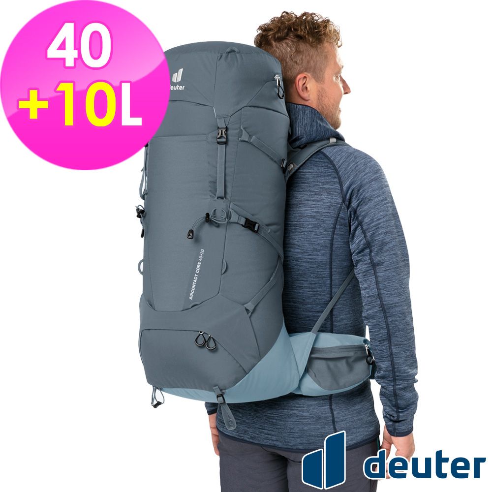 Deuter 【德國】AIRCONTACT CORE拔熱式透氣背包40+10L (3350122 黑/水藍/登山/健行)