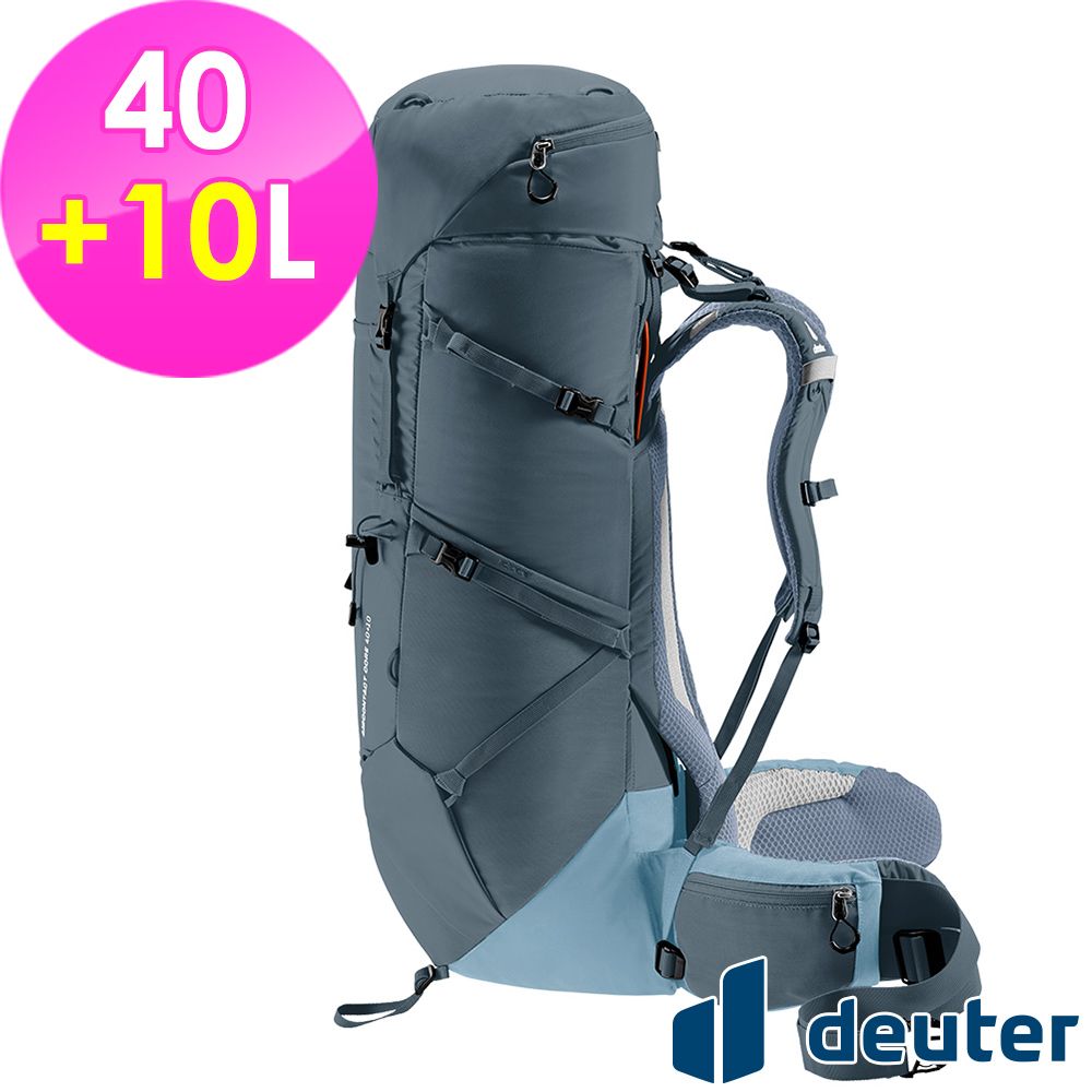 Deuter 【德國】AIRCONTACT CORE拔熱式透氣背包40+10L (3350122 黑/水藍/登山/健行)