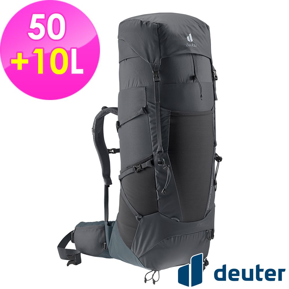 Deuter 【德國】AIRCONTACT CORE拔熱式透氣背包50+10L (3350322 黑/水藍/登山/健行)