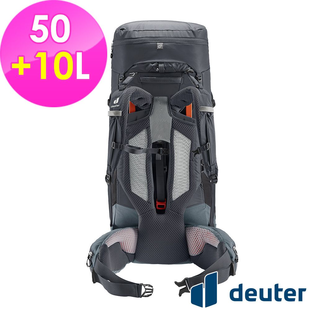 Deuter 【德國】AIRCONTACT CORE拔熱式透氣背包50+10L (3350322 黑/水藍/登山/健行)