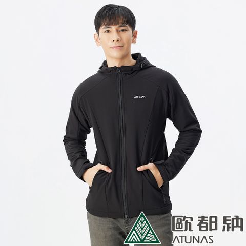 【ATUNAS 歐都納】男款SOFTSHELL日不落抗風彈性保暖外套 (A1GA2123M 黑/透氣/防潑水)