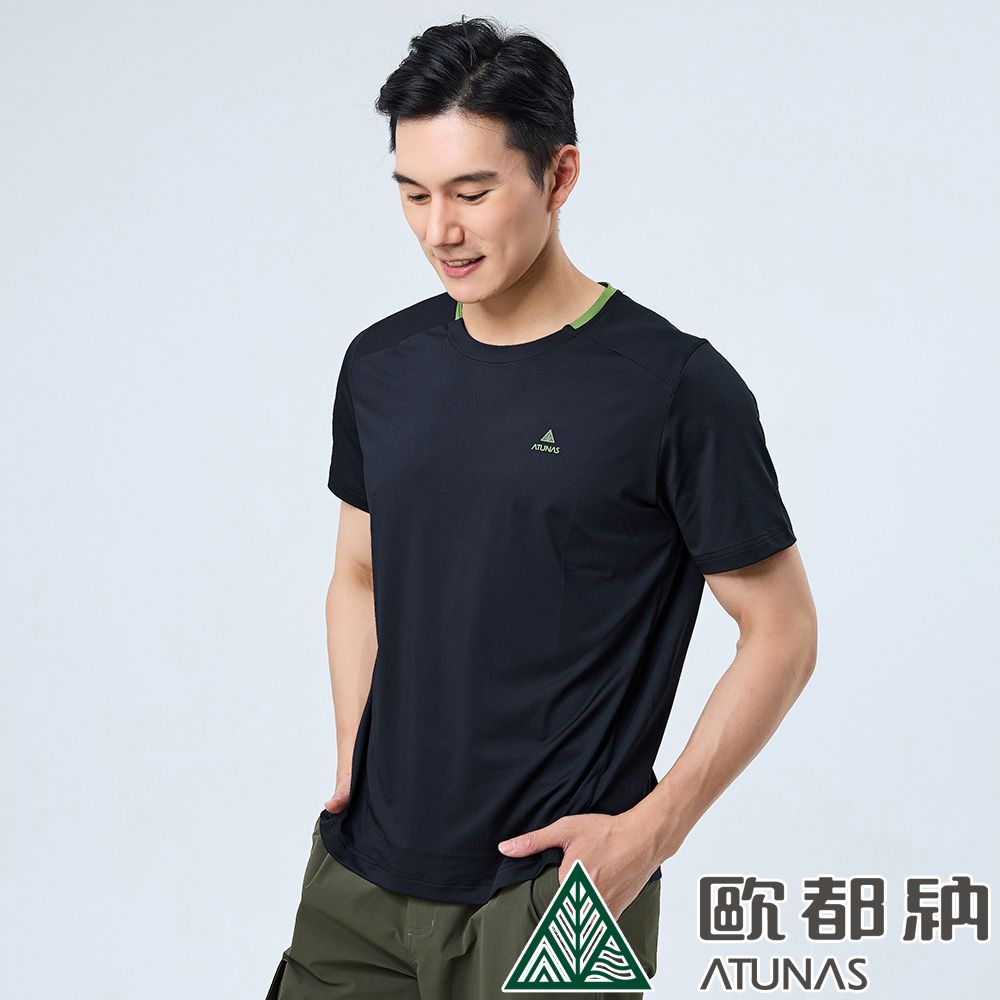 ATUNAS 歐都納 男款POLARTEC POWER STRETCH短袖T恤 (A1TS2301M 黑/抗UV/彈性/排汗/快乾)