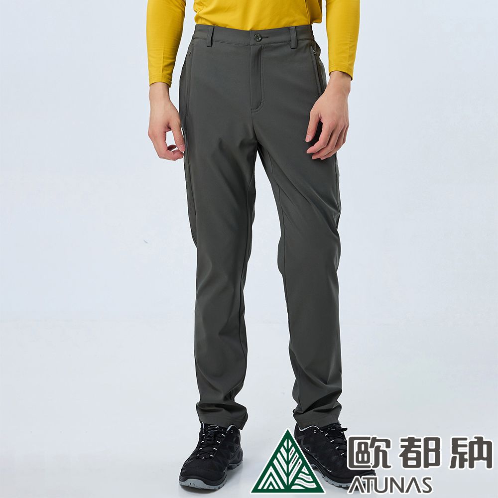 ATUNAS 歐都納 男款SOFTSHELL薄刷彈性長褲 (A8PAEE16M 深橄綠/彈性/保暖/透氣)