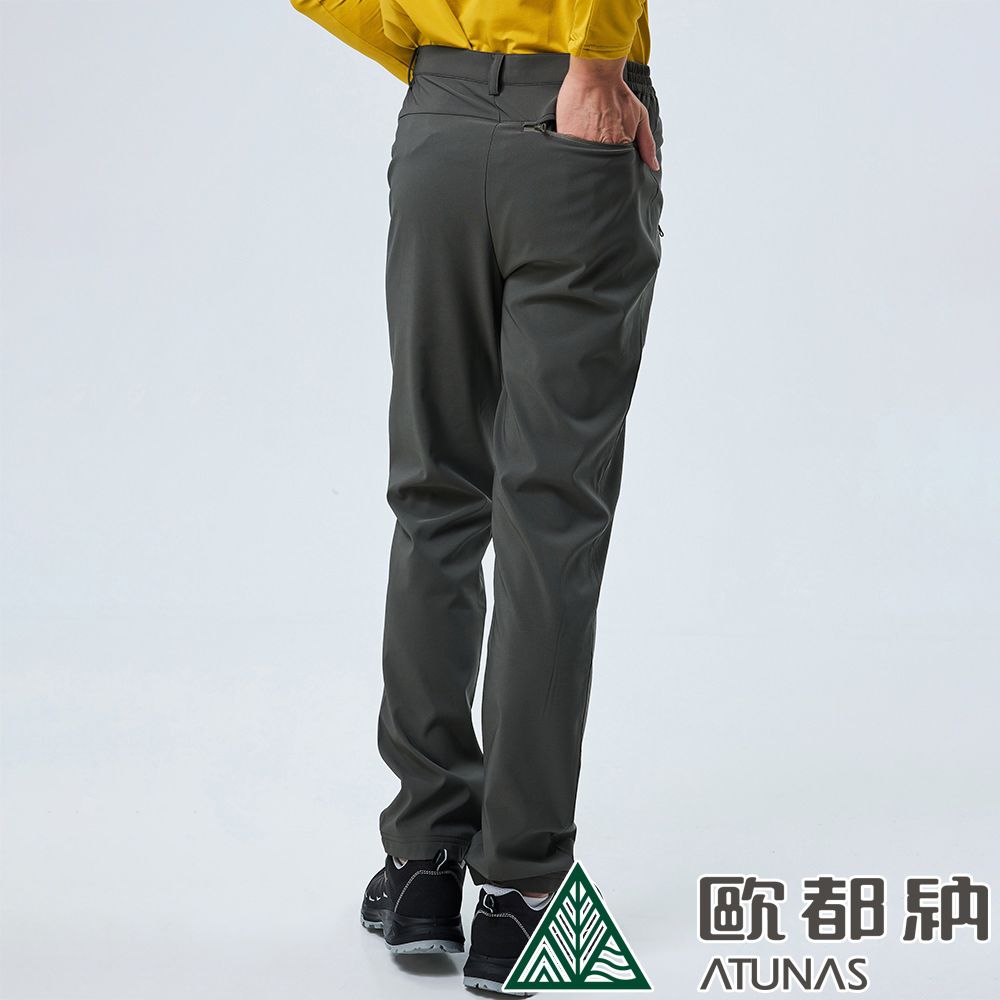 ATUNAS 歐都納 男款SOFTSHELL薄刷彈性長褲 (A8PAEE16M 深橄綠/彈性/保暖/透氣)