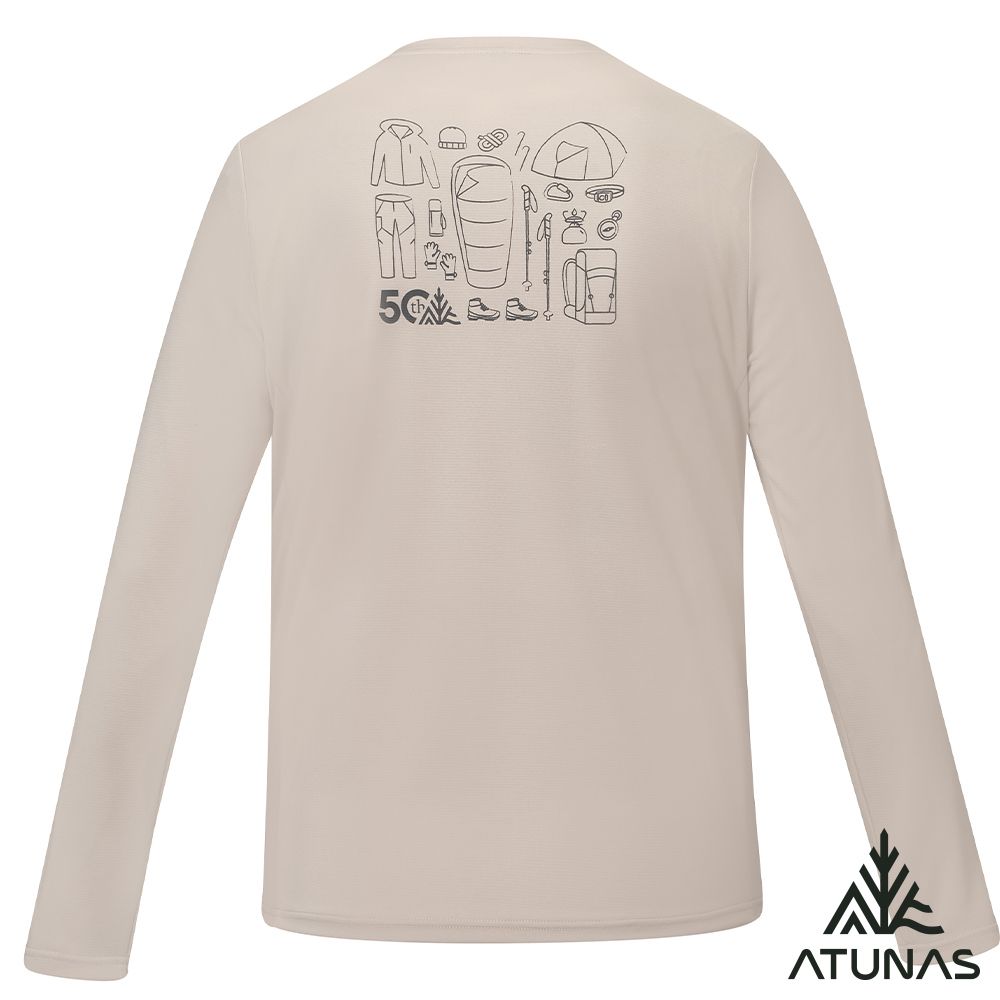 ATUNAS 歐都納 _50週年限定_男款長袖排汗抗菌T恤A6TS2521M卡其/吸濕快乾/防曬抗臭