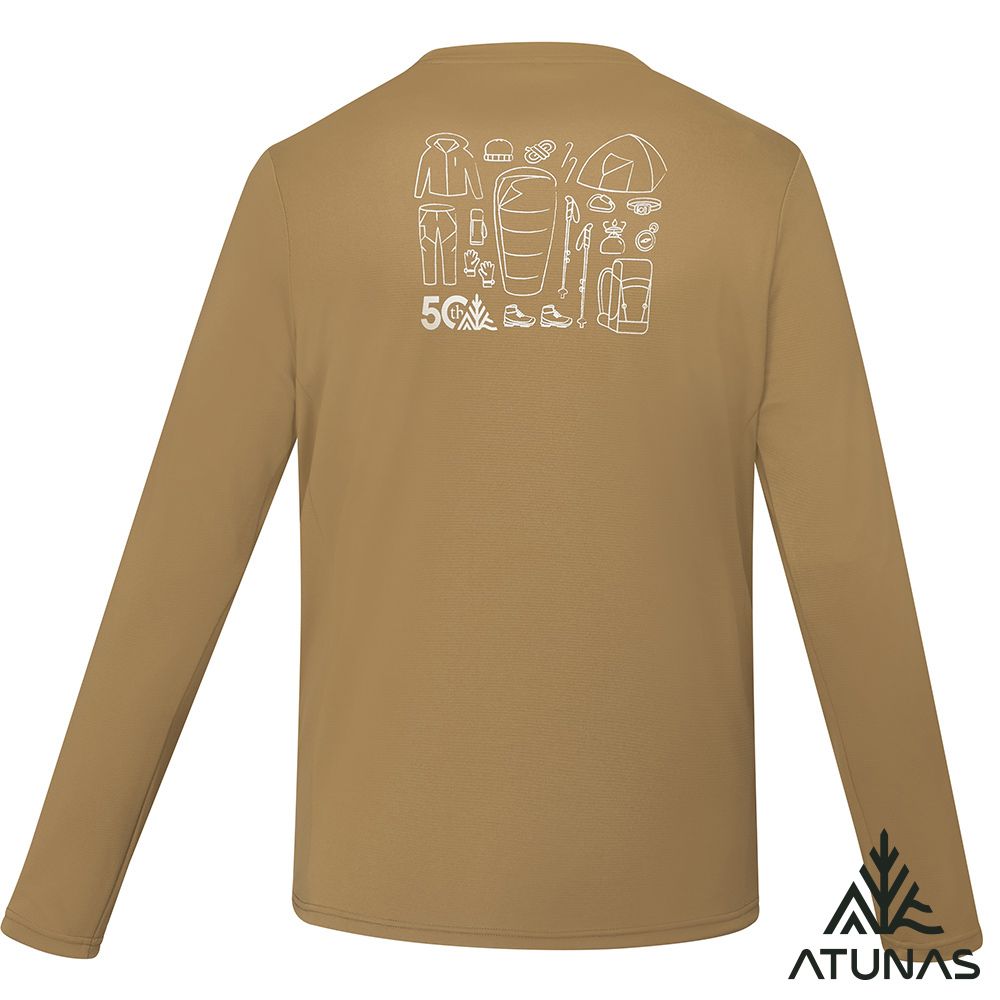 ATUNAS 歐都納 _50週年限定_男款長袖排汗抗菌T恤A6TS2521M琥珀棕/吸濕快乾/防曬抗臭