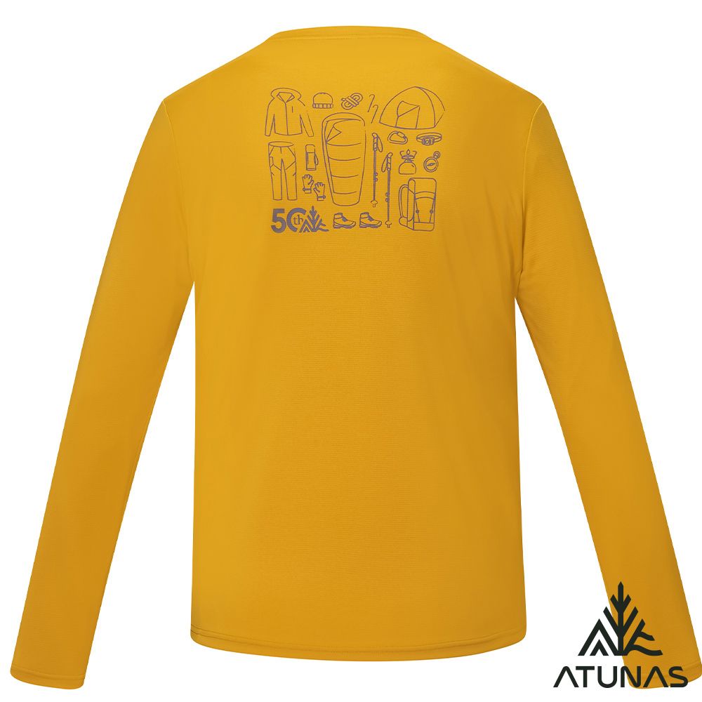 ATUNAS 歐都納 _50週年限定_男款長袖排汗抗菌T恤A6TS2521M陽光黃/吸濕快乾/防曬抗臭