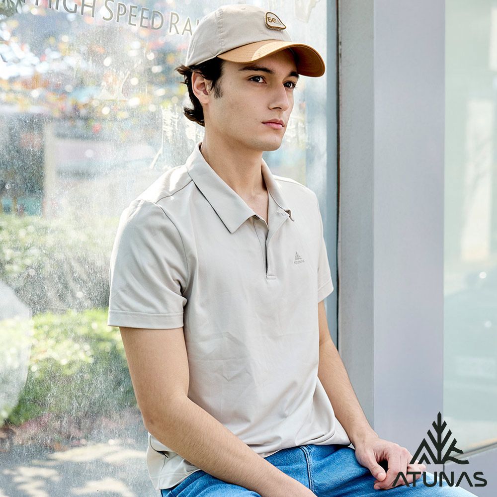 ATUNAS 歐都納 _50週年限定_男款短袖排汗抗菌POLO衫A6PS2527M卡其/吸濕透氣/防曬抗臭