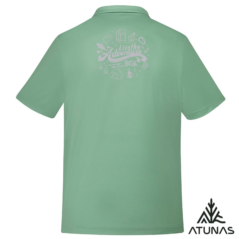 ATUNAS 歐都納 _50週年限定_男款短袖排汗抗菌POLO衫A6PS2527M霧綠/吸濕透氣/防曬抗臭