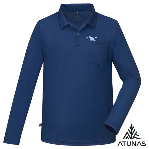 【ATUNAS 歐都納】_50週年限定_男款長袖排汗抗菌POLO衫A6PS2525M深藍