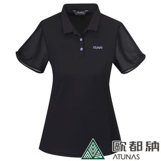 【ATUNAS 歐都納】女款ATUNAS-TEX短袖POLO衫 (A2PS2210W 黑/吸濕排汗/防曬/快乾)