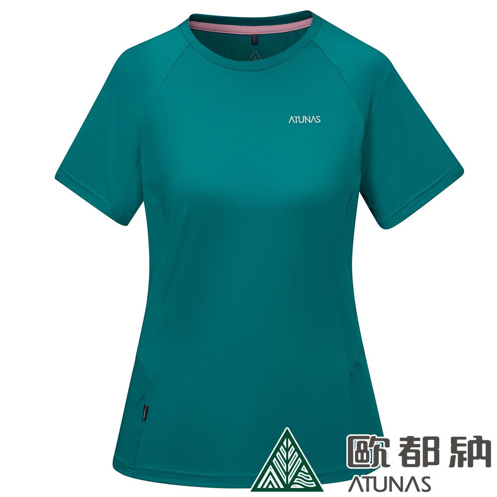 ATUNAS 歐都納 女款POLARTEC POWER STRETCH短袖T恤 (A2TS2322W 珐瑯綠/抗UV/彈性/排汗/快乾)