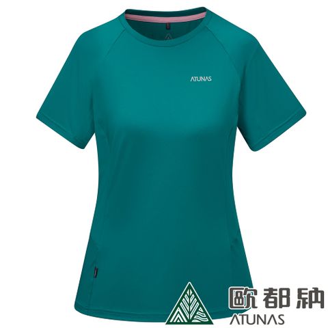 【ATUNAS 歐都納】女款POLARTEC POWER STRETCH短袖T恤 (A2TS2322W 珐瑯綠/抗UV/彈性/排汗/快乾)
