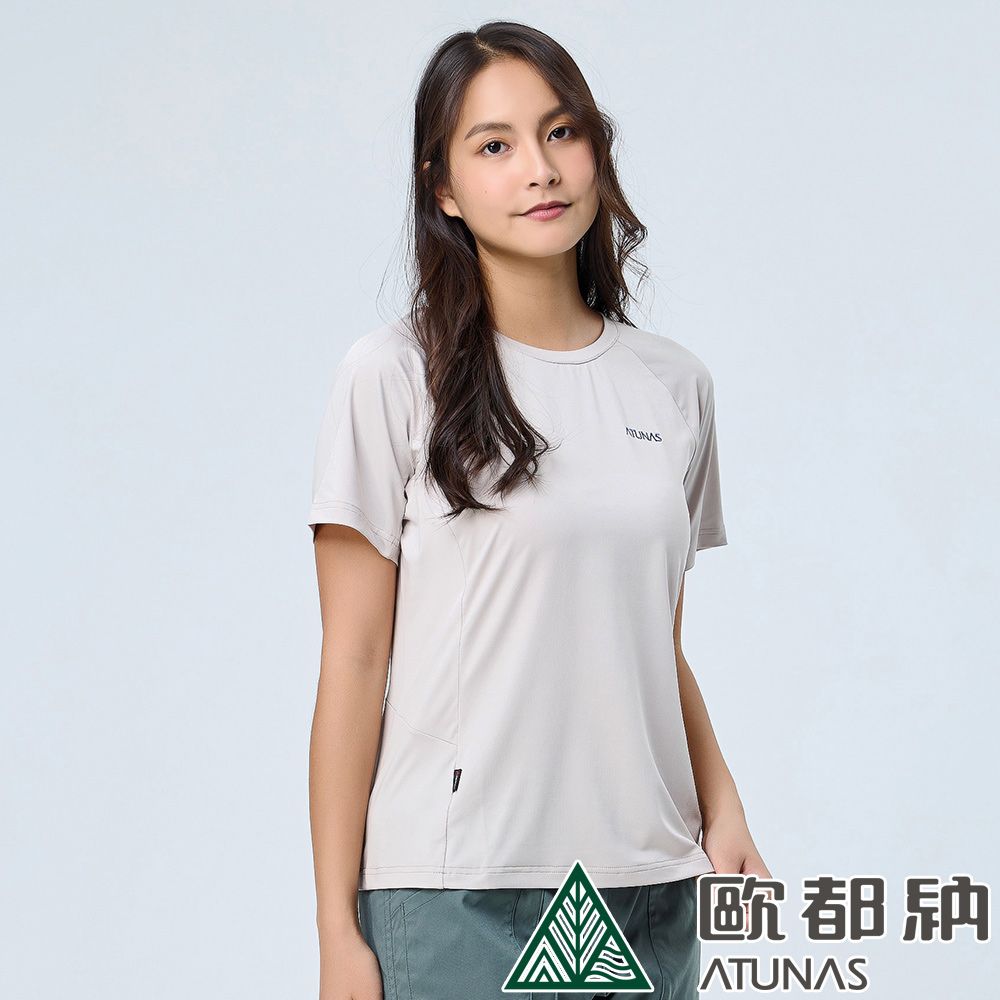 ATUNAS 歐都納 女款POLARTEC POWER STRETCH短袖T恤 (A2TS2322W 玫瑰粉/抗UV/彈性/排汗/快乾)