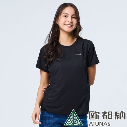 ATUNAS 歐都納 女款POLARTEC POWER DRY短袖T恤 (A2TS2323W 黑/抗菌/排汗/快乾)