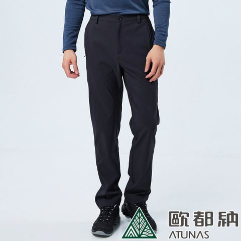 【ATUNAS 歐都納】男款SOFTSHELL薄刷彈性長褲 (A8PAEE16M 黑/彈性/保暖/透氣)