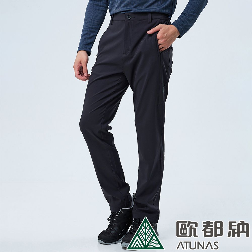 ATUNAS 歐都納 男款SOFTSHELL薄刷彈性長褲 (A8PAEE16M 黑/彈性/保暖/透氣)