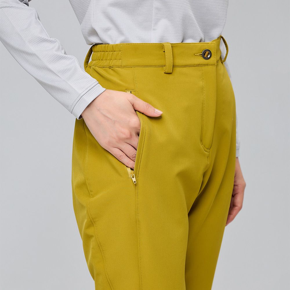 ATUNAS 歐都納 女款SOFTSHELL抗風彈性長褲 (A1PA2317W 棕黃/防潑水/刷毛/保暖/透氣)