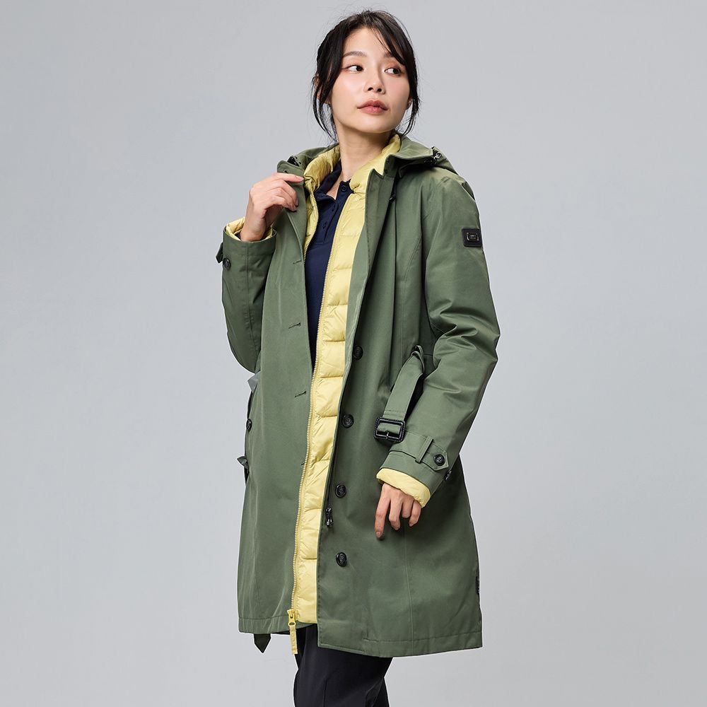 ATUNAS 歐都納 女款都會休閒GORE TEX+羽絨2IN1大衣外套(A1GT2308W 霧綠/保暖/防水/防風/透氣)