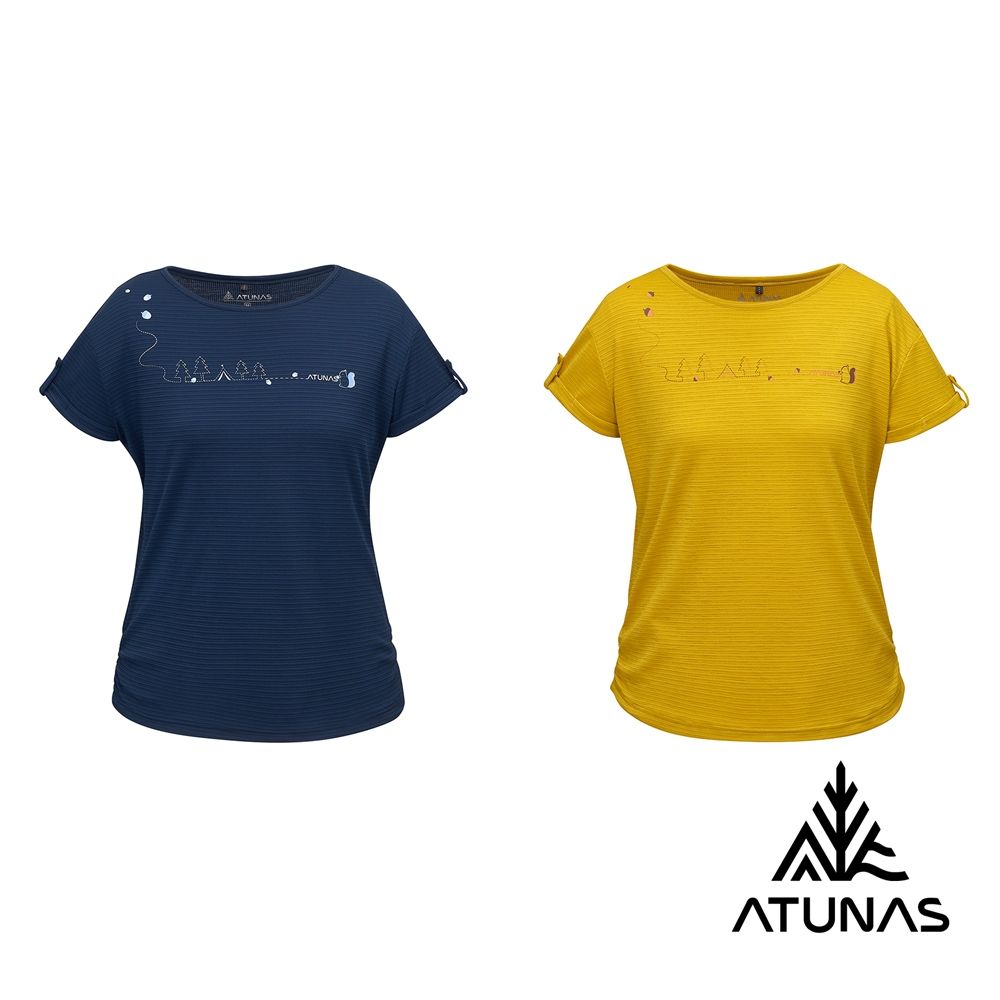 ATUNAS 歐都納 女款吸濕排汗透氣短袖T恤A8TS2505W深藍/黃
