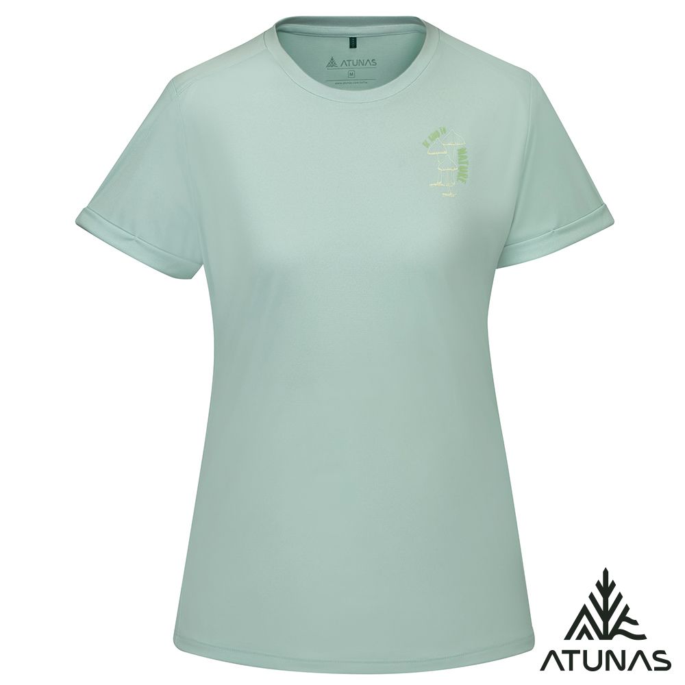 ATUNAS 歐都納 女款循環酷涼節能抑菌短袖T恤A1TS2510WC春芽綠/吸濕排汗/涼感防曬/透氣涼感/圖T/大尺碼