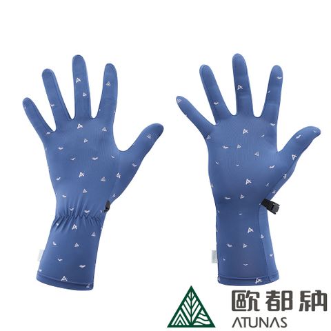 【ATUNAS 歐都納】女款冰絲手套 (A1AGEE04W 藍紫印花/透氣/防曬/涼感/高彈性)