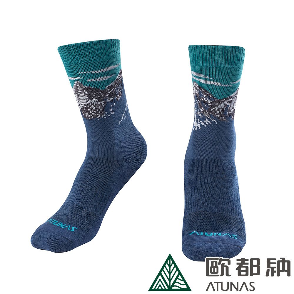 ATUNAS 歐都納 中筒厚底羊毛襪 (A1ASEE02N 深藍/抑菌/抗臭/恆溫/吸濕排汗)