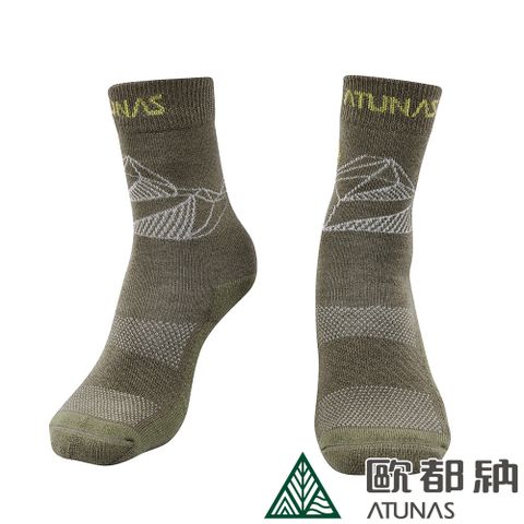 ATUNAS 歐都納 中筒厚底羊毛襪 (A1ASEE04N 灰褐/抑菌/抗臭/恆溫/吸濕排汗)