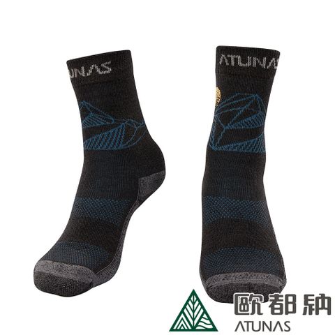 ATUNAS 歐都納 中筒厚底羊毛襪 (A1ASEE04N 黑/抑菌/抗臭/恆溫/吸濕排汗)