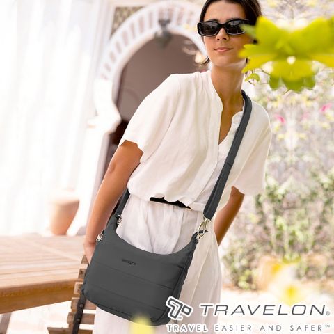 TRAVELON _美國防盜包_Roam防盜斜背包TL-43677黑/斜肩包/側肩包/出國休閒旅遊