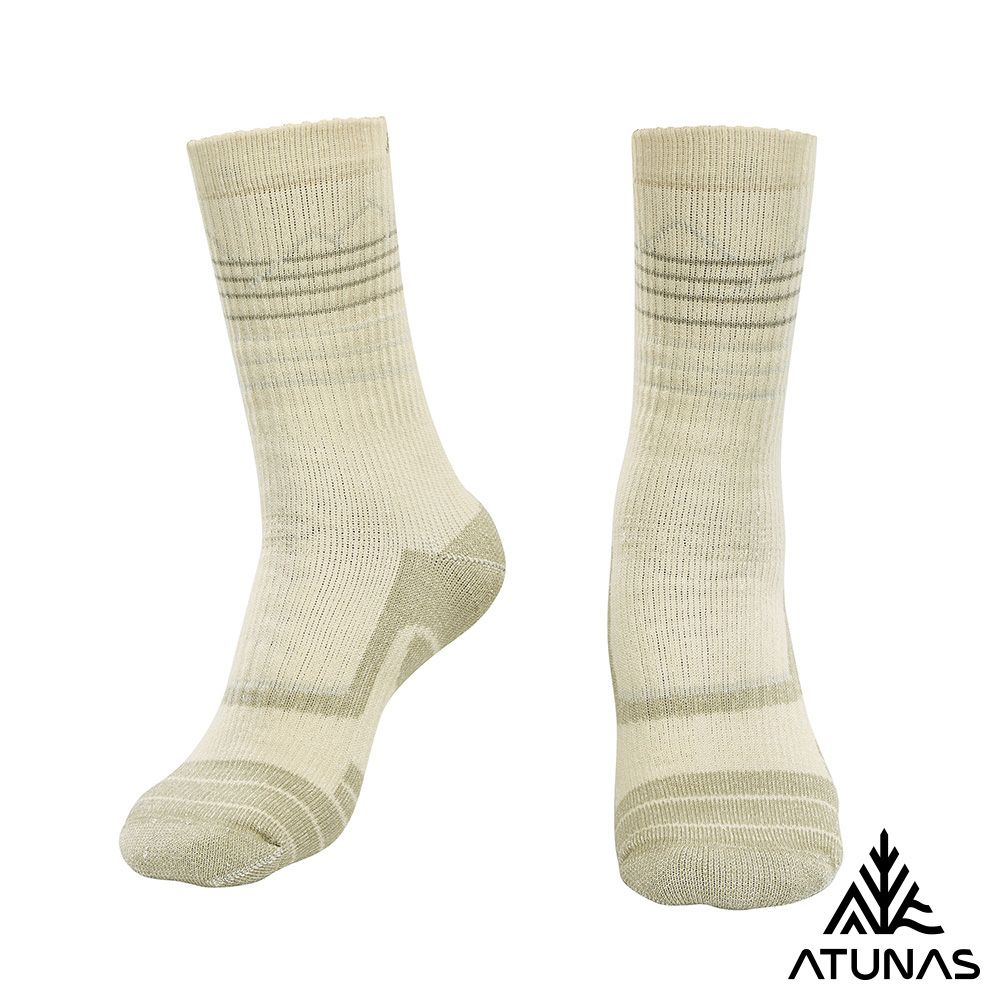 ATUNAS 歐都納 中筒厚底羊毛襪A1ASGZ04N卡其/抑菌抗臭/恆溫舒適/吸濕排汗