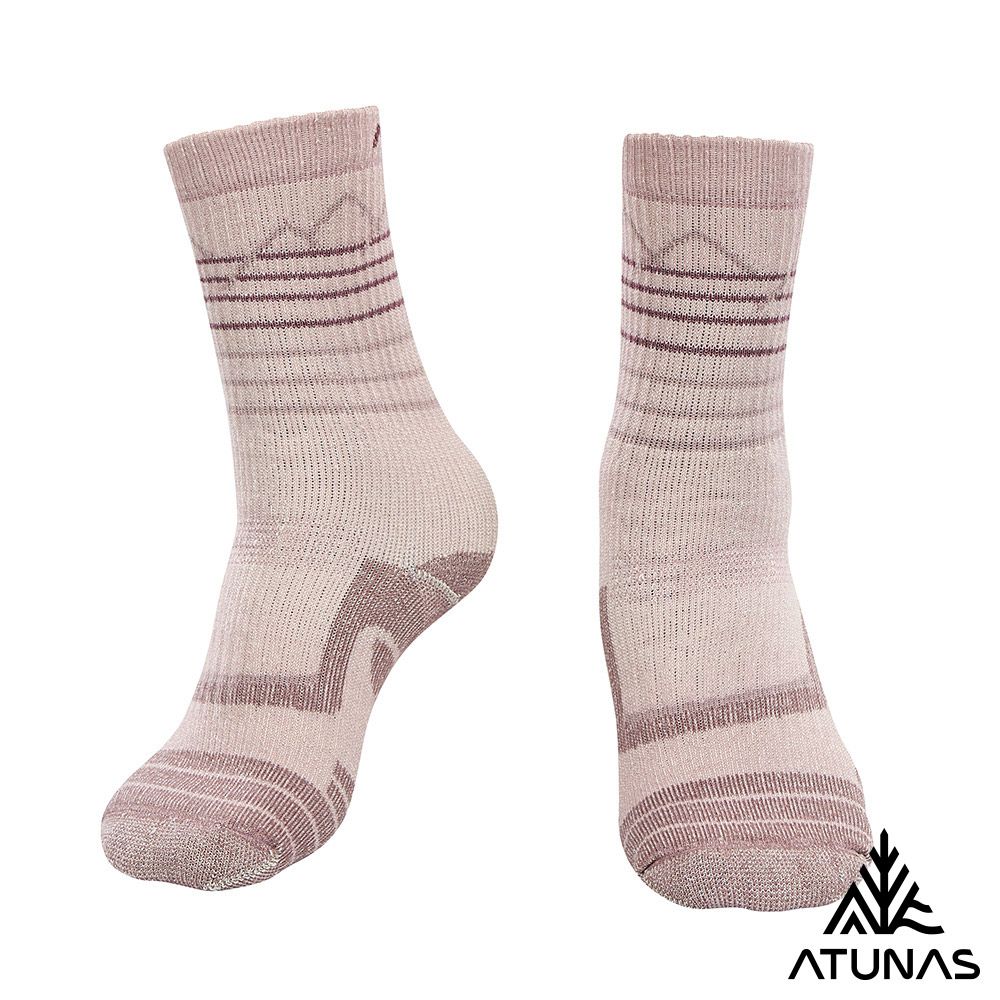ATUNAS 歐都納 中筒厚底羊毛襪A1ASGZ04N霧粉/抑菌抗臭/恆溫舒適/吸濕排汗
